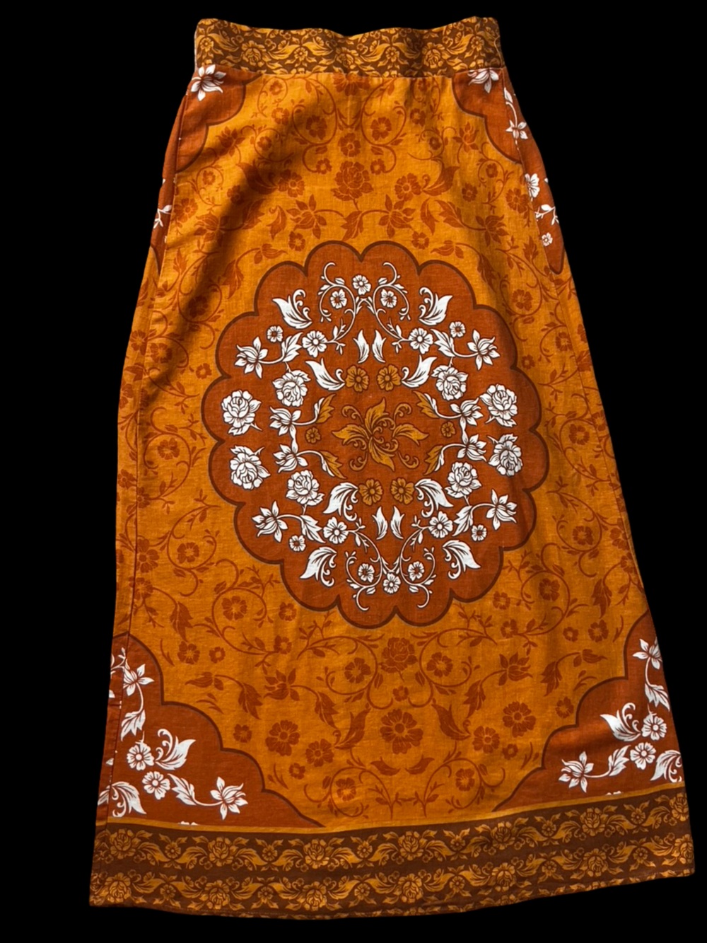 Stunning Rachel Zoe Mustard and Rust Floral Print Skirt
